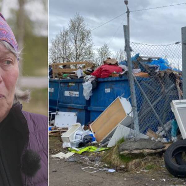 Katarina Nutti vid återvinningscentralen i Övre Soppero