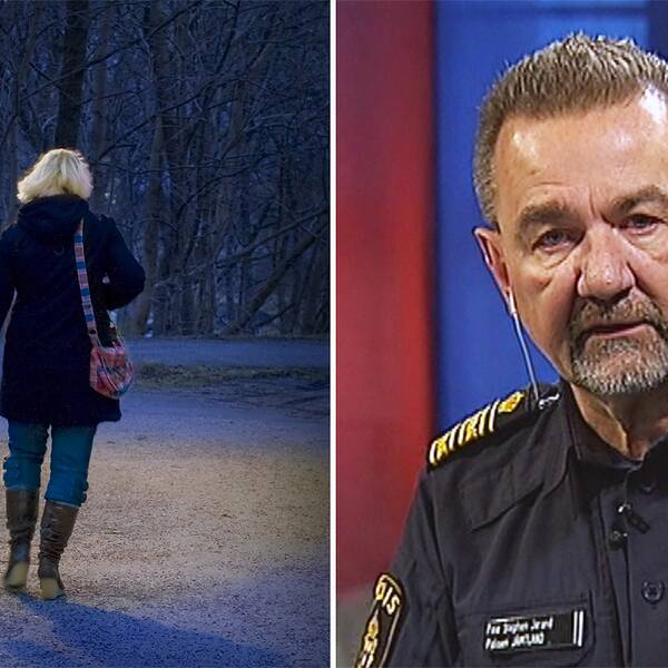 En kvinna går ensam. 