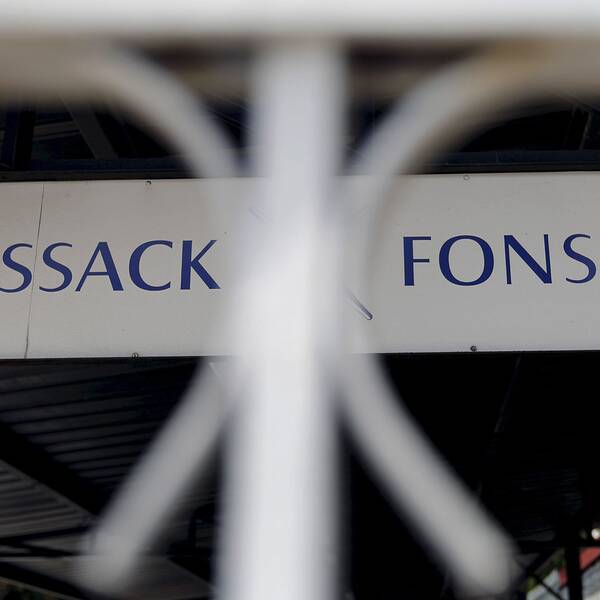 Mossack Fonsecas skylt i Panama City.