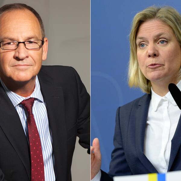 Bo Jansson, Lärarnas Riksförbund. Till höger Magdalena Andersson, finansminister.