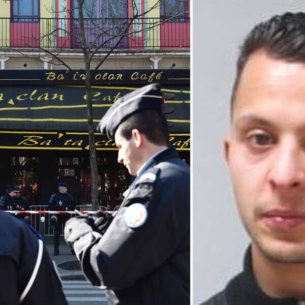 Konsertlokalen Bataclan i Paris och terrormisstänkte Salah Abdeslam.