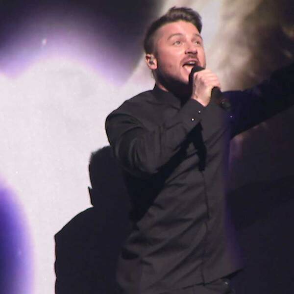 Sergej Lazarev framför Rysslands bidrag vid ESC i Stockholm 2016.
