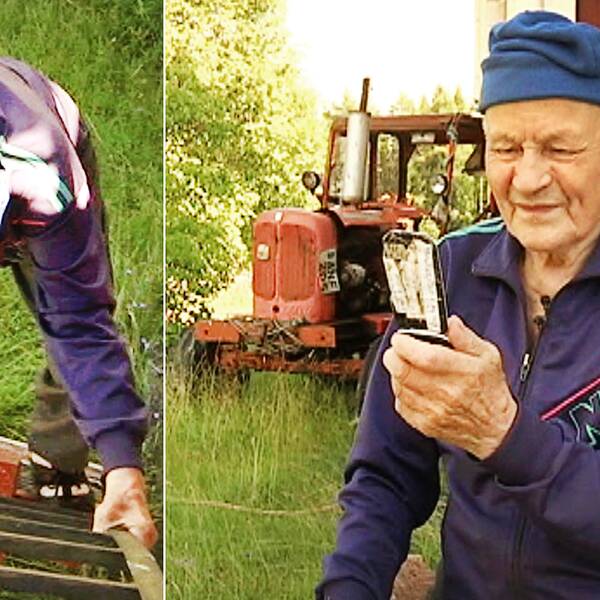 82-årige Markus Gustafsson konstaterar att han inte längre behöver klättra upp på sitt tak för att kunna skicka meddelande.