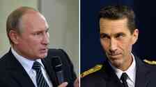 Rysslands president Vladimir Putin och Sveriges överbefälhavare Micael Bydén.