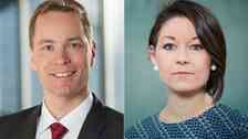 Maria Ferm och Jonas Eriksson, gruppledare för Miljöpartiet i riksdagen.