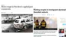 Flera nyhetsjättar i USA toppade sidorna med upploppen i Rinkeby.