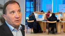 ”Vi har ungefär 100.000 jobb som inte blir tillsatta, säger Stefan Löfven (S)”, säger statsminister Stefan Löfvén (S).