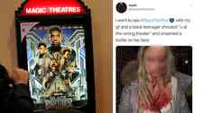 ”Jag gick och såg Black Panther med min flickvän och en svart tonåring skrek 'Du är på fel biograf' och krossade en flaska i hennes ansikte”, står det i tweeten.