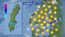 I dag: Det blir ännu en dag med högsommarvärme i söder men lite svalare i Norrland. Det kan bildas lokala åskskurar i delar av Värmland och Västmanland, Närke och Södermanland men det är fortfarande osäkert i vilken omfattning det blir och exakt var de hamnar. Kartan till vänster visar trolig nederbördsmängder under dagen.