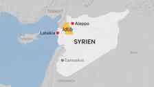En karta över Syrien där Idlib ligger på landets nordvästra hörn, och angränsar till Turkiet.