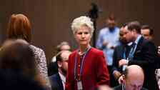 Anna Corazza Bildt (M) under partiråd och nomineringsstämman.