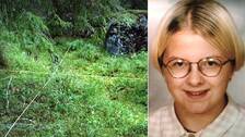 Bild på skogsområde ur polisens förundersökning och porträttbild på Malin Lindström.