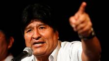 Evo Morales en rueda de prensa bajo la protección del gobierno kirchnerista en Argentina