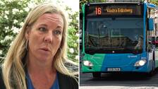 Malin Linekrans, avdelningschef för kundservice på Västtrafik, buss 16 vid Domkyrkan