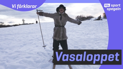 Louise testar att åka skidor som Gustav Vasa