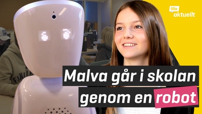 Malva går i skolan genom en robot