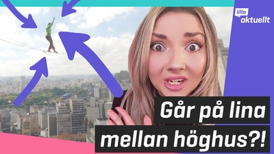 Går på lina mellan två höghus!