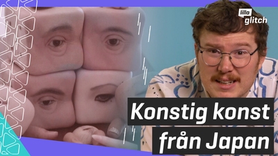 Gustaf kollar på konstig konst från Japan