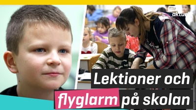 Lektioner och flyglarm på skolan i Ukraina