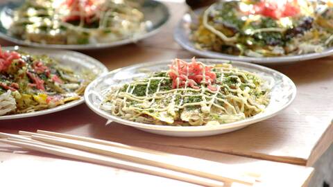 Okonomiyaki – Hiroshima style.