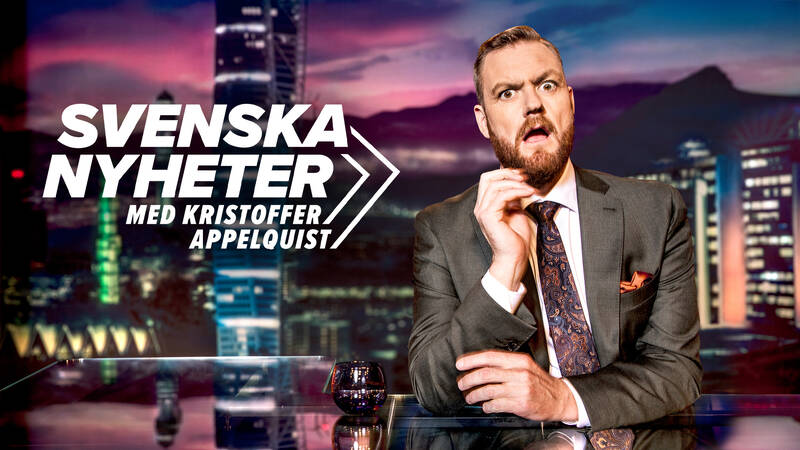Programledaren Kristoffer Appelquist leder satirprogrammet Svenska nyheter.