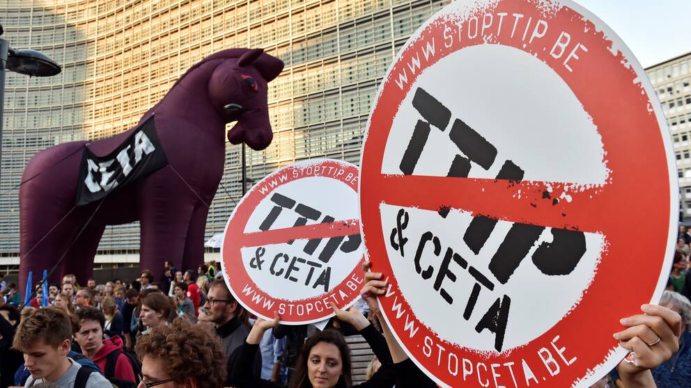 Tusentals demonstrerade mot TTIP och CETA i Bryssel i september 2016