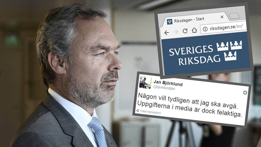 På riksdagens webbplats uppgavs under torsdagen att Liberalernas partiledare Jan Björklund avgått, något som Björklund snabbt dementerade på twitter.