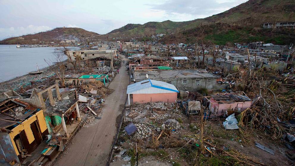 Förödelse i Haiti efter orkanen Matthews framfart.