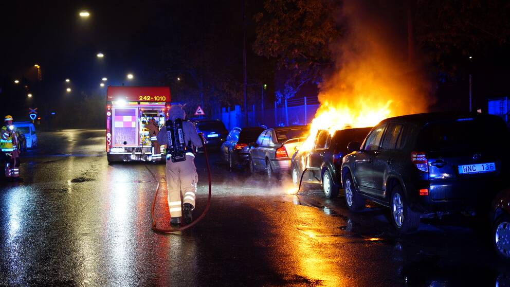 Bilbränder i Norrköping i natt