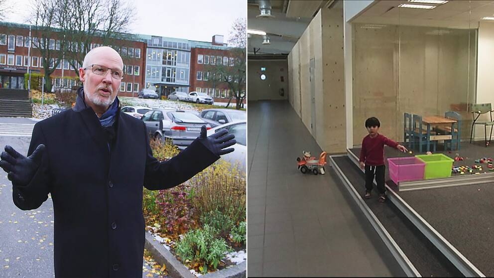 Kommunalrådet i Nacka visar en p-plats där kommunen vill bygga modulhus. I Jönköping får flyktingar bo i en fd bilhall.