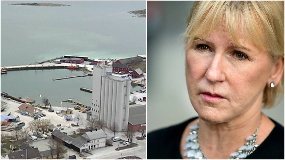 Utrikesminister Margot Wallström (S) vill prata säkerhetspolitik innan beslutet om Slite hamn