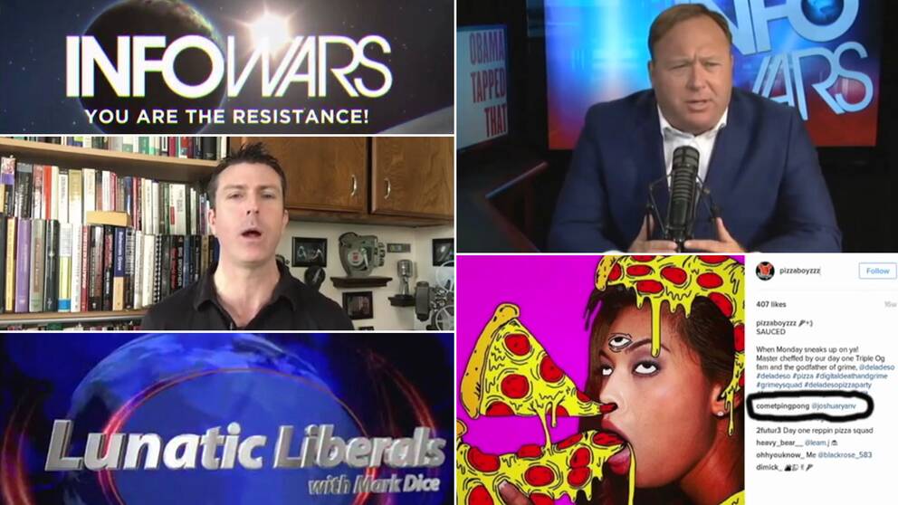 ”InfoWars” och ”Lunatic Liberals” är två av de kanaler där totalt påhittade nyheter spridits.