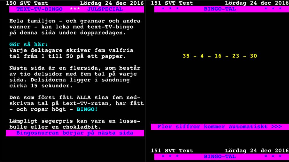 Text-TV-bingo är tillbaka.