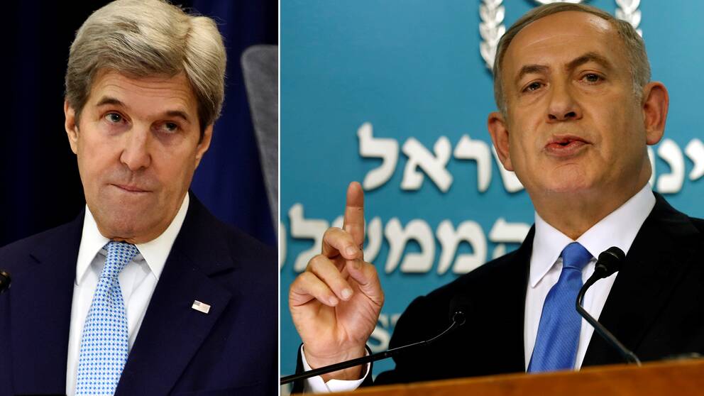 USA:s utrikesminister John Kerry och Israels premiärminister Benjamin Netanyahu.