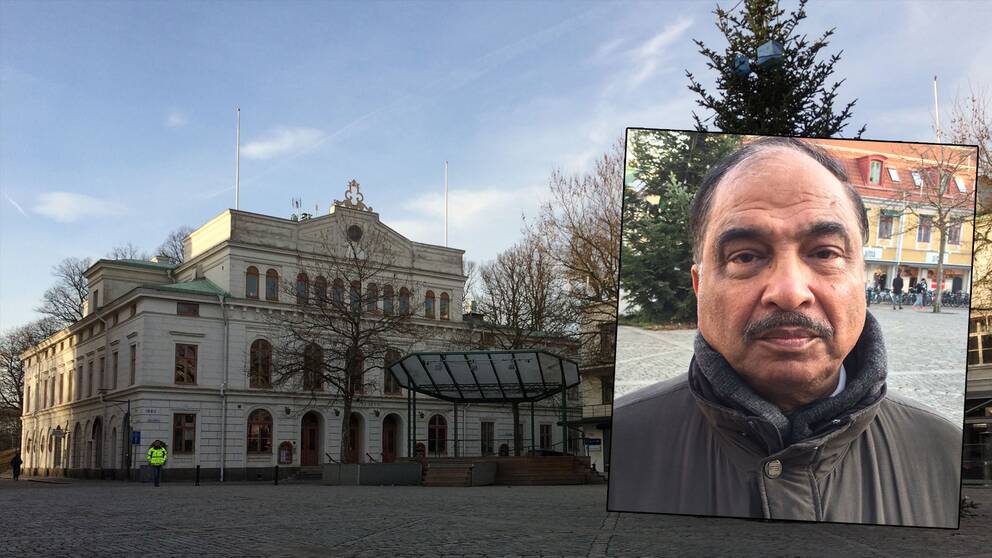 Nattvandraren och politikern Nasim Malik och en bild på larmtorget i Kalmar.