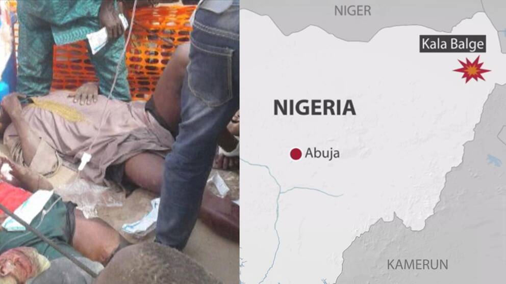 Skakade efter flygangreppet samt karta över Nigeria.