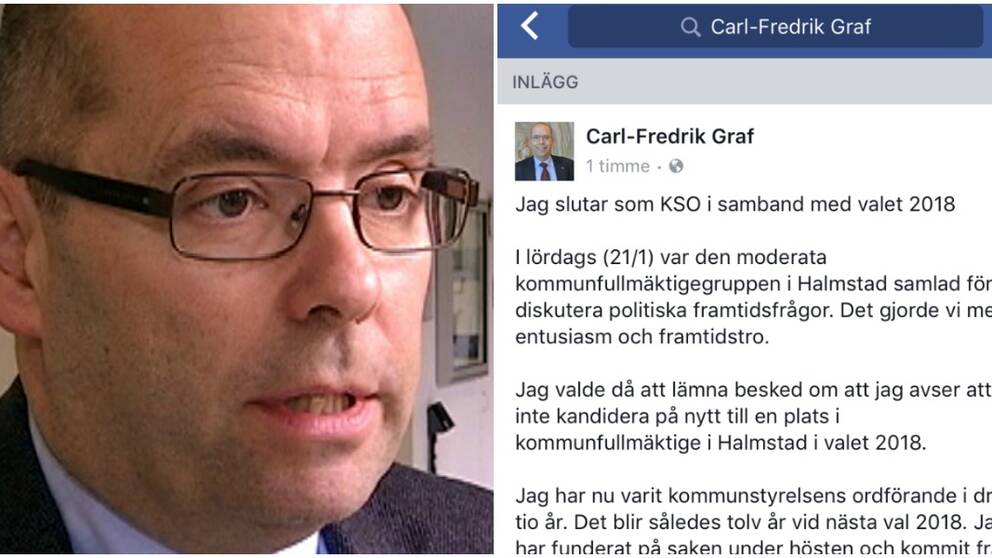 Kommunstyrelsens ordförande Carl-Fredrik Graf meddelande på lördagen via facebook att han inte kommer kandidera nästa år.