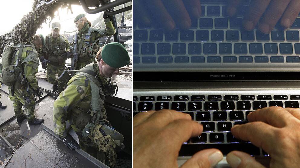 Militärer och ett tangentbord.