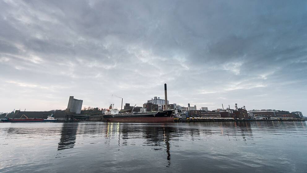 Hamnen i Karlshamn som planeras bli lagerplats för den ryska gasledningen