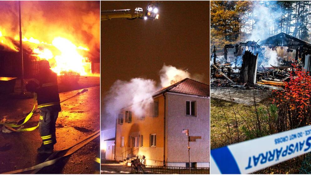 Bränder i asylboenden i Likenäs, Uppsala och Sigtuna.