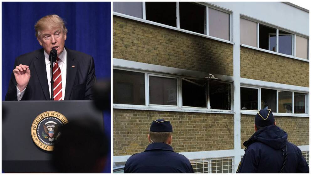 Trump anklagar medier för att låta bli att skriva om attacker utförda av radikala jihadister, och tar upp en brand på Norra grängesbergsgatan i Malmö som exempel.