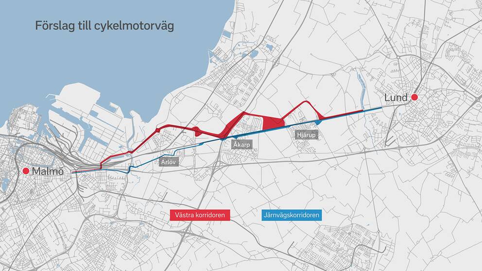 malmö cykelvägar karta Sa Har Cyklar Du Snabbast Mellan Malmo Och Lund Svt Nyheter malmö cykelvägar karta