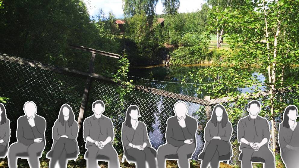 Här hittades kvinnan i ett vattenfyllt gruvhål vid Rällingsberg utanför Långshyttan.
