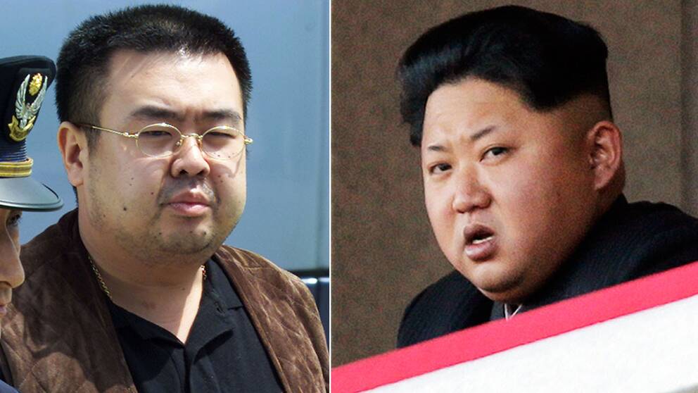 Mannen till vänster sägs vara Kim Jong Nam när han deporteras från Japan 2001. Till höger Kim Jong-un.