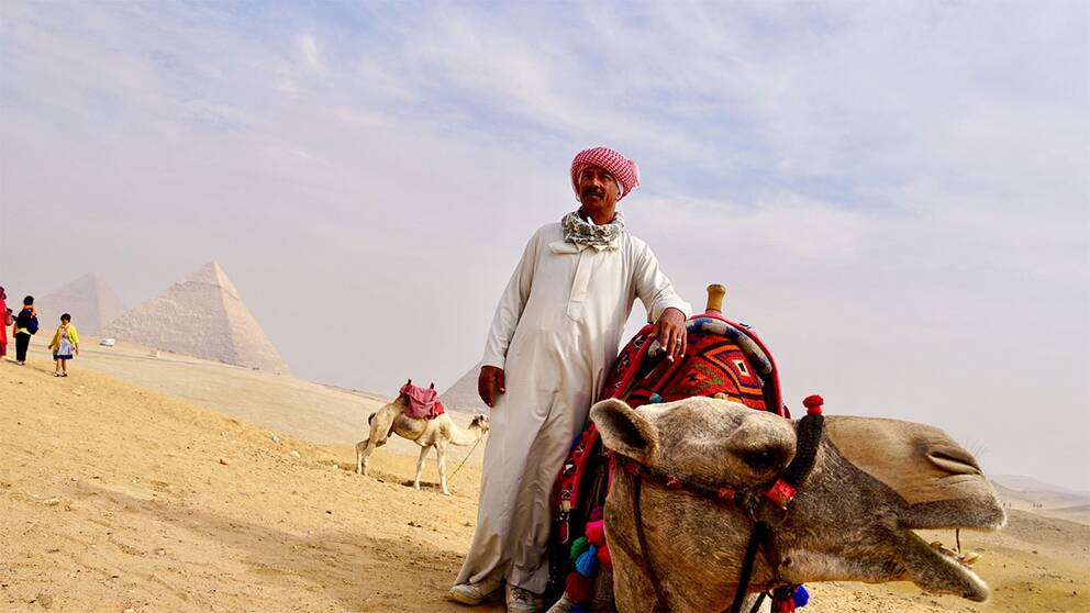 Ashur Tartur har i nästan 40 år livnärt sig på kamelturer runt pyramiderna.