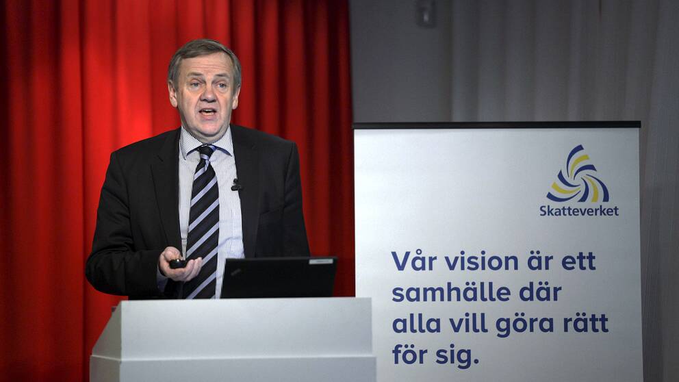 Skatteverkets generaldirektör Ingmar Hansson under Skatteverkets årliga pressträff om större kontrollinsatster