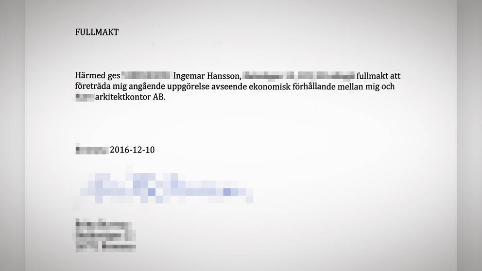 Ingemar Hanssons fullmakt från vd:n.