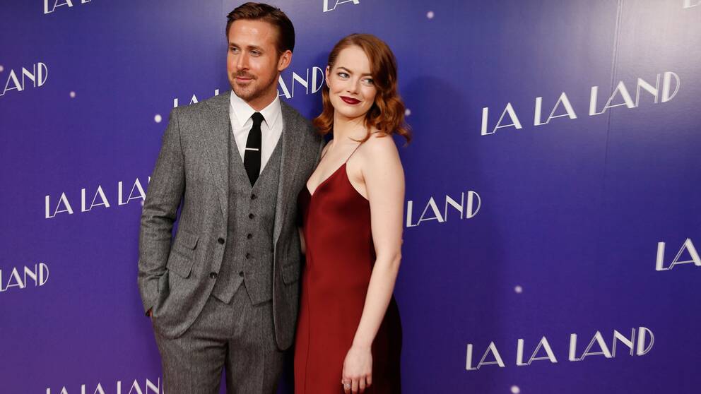 Skådespelarna Ryan Gosling och Emma Stone spelar huvudrollerna i ”La la land”.