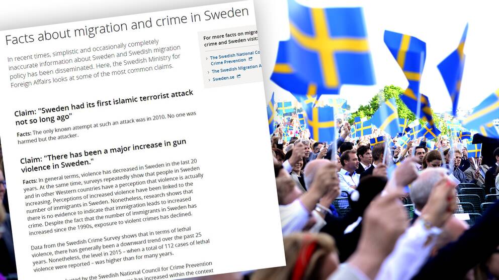 UD svarar på vanliga frågor om migration och brottlighet i Sverige på sin hemsida.
