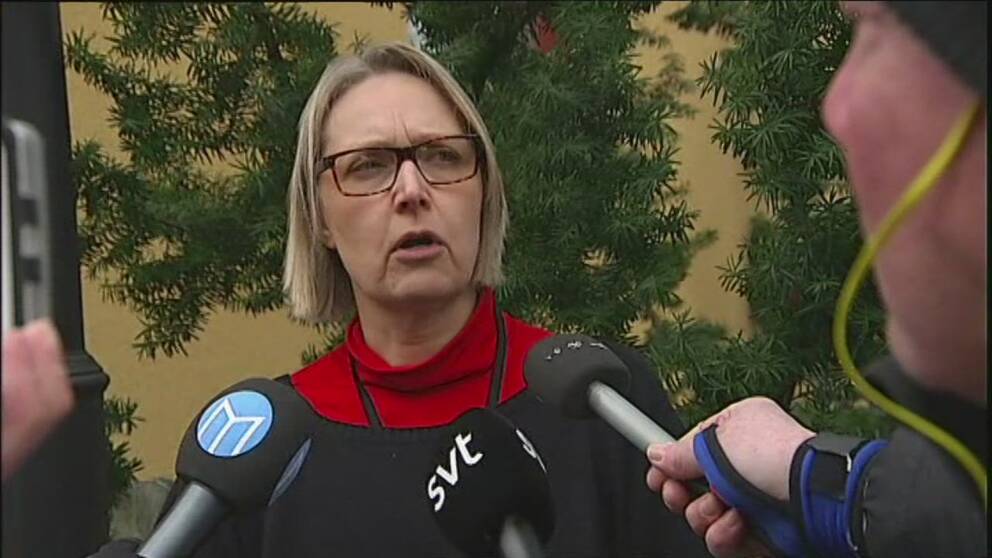 mikrofoner sträcks fram till  kvinna som pratar